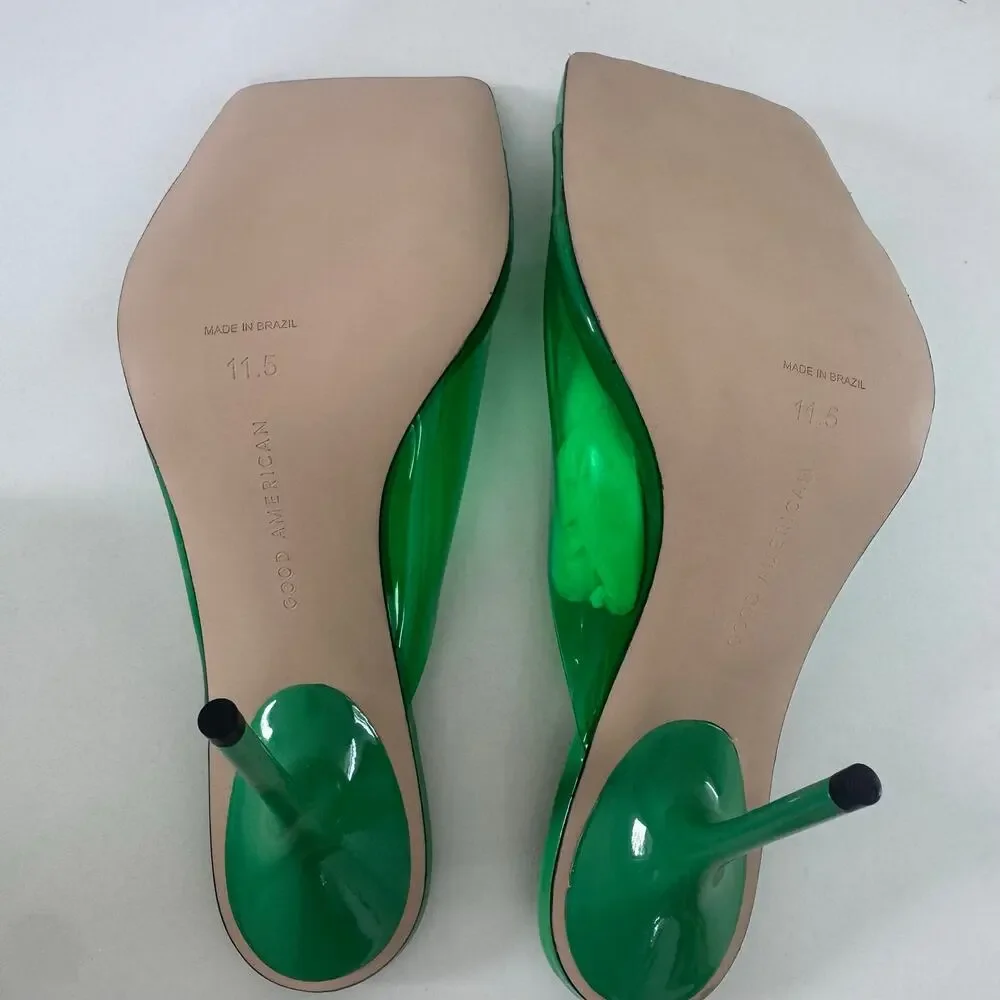 NEW Good American Emerald Green PVC Stiletto Heel sz 11.5 Summer Glams Vacation